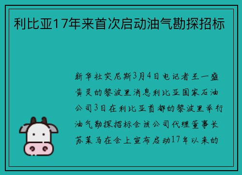 利比亚17年来首次启动油气勘探招标